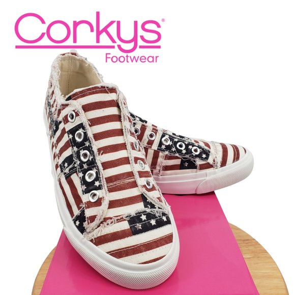 Corkys Shoes Corkys Babalu American Flag Print Slip On No Tie